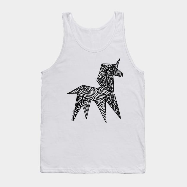 Unicorn Origami Illustration Tank Top by wontondoodles